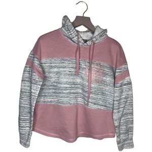 Woman’s comfy casual wear fuchsia & marble pull over drawstring hoodie